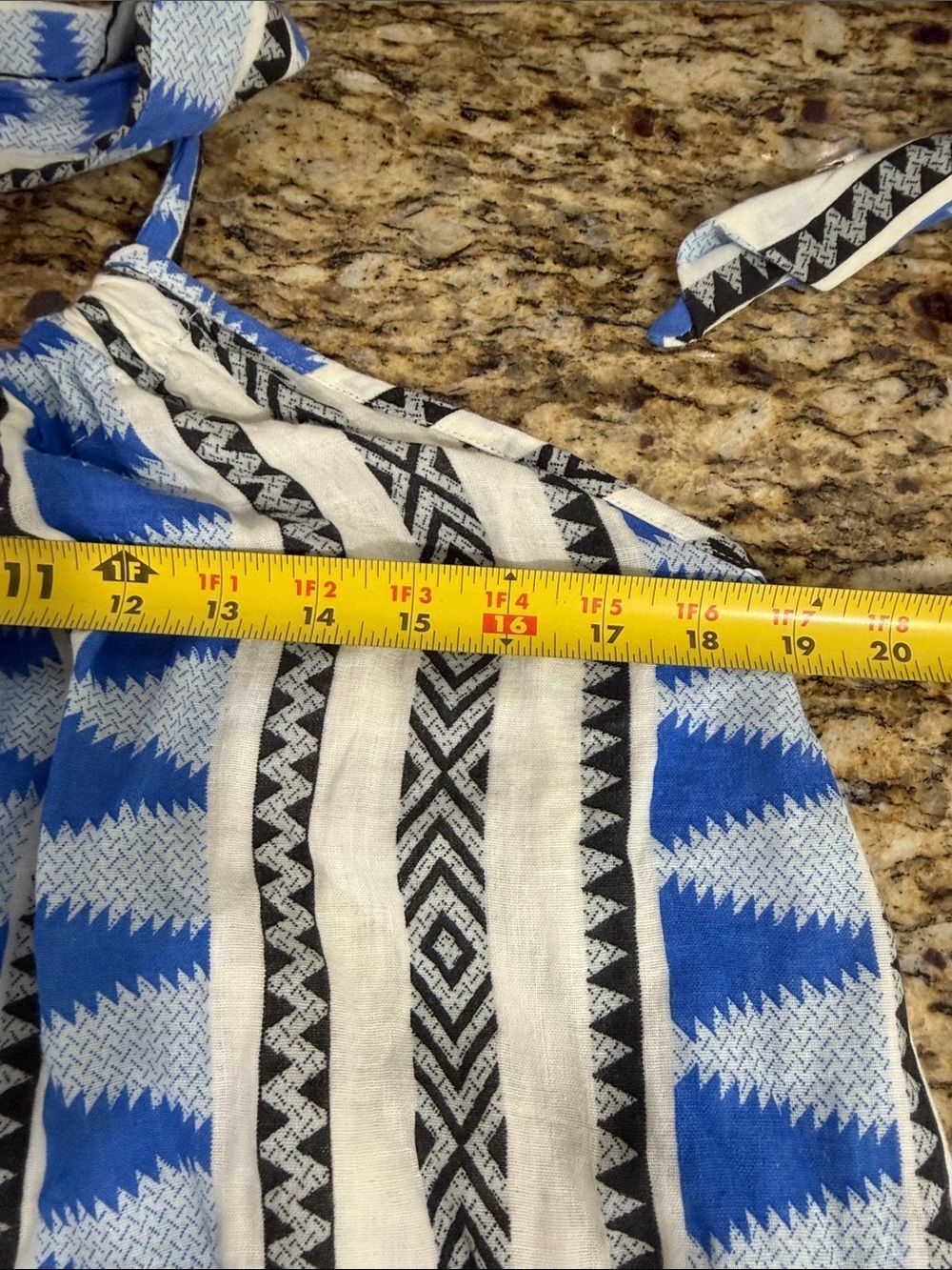 Elan Blue Aztec Print Cotton Halter Backless Maxi Dress NWT Size Medium Boho - Picture 6 of 7